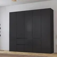 Mainz Plus 5 Door Wardrobe with Drawer - Metallic Dark Grey