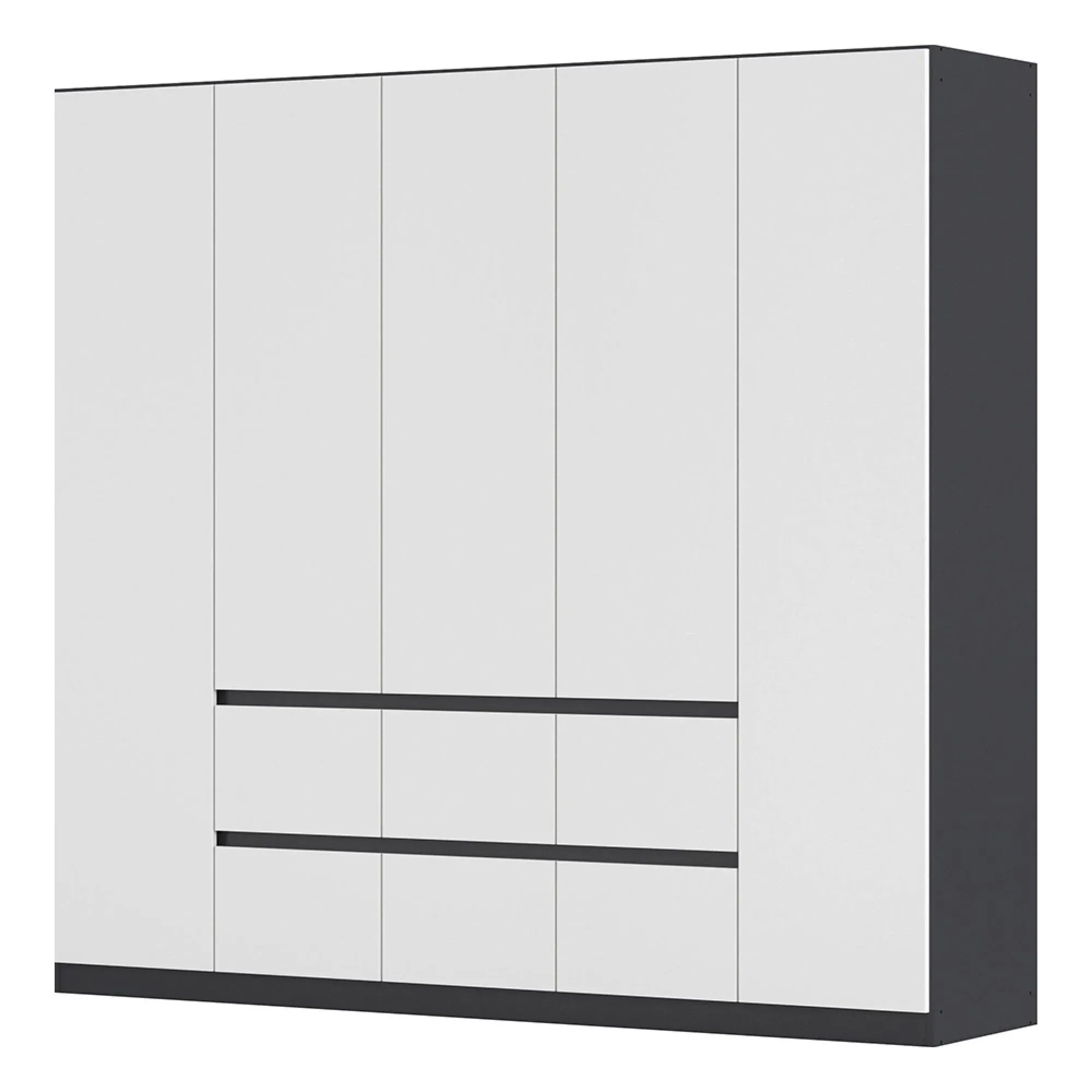 Mainz Plus 5 Door Wardrobe with Drawer - Metallic Dark Grey