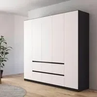 Mainz Plus 5 Door Wardrobe with Drawer - Metallic Dark Grey