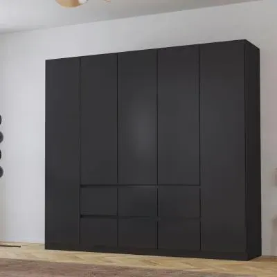 Mainz Plus 5 Door Wardrobe with Drawer - Metallic Dark Grey