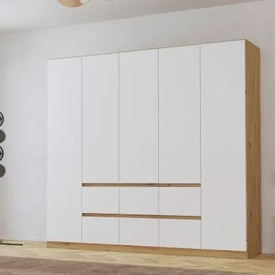 Mainz Plus 5 Door Wardrobe with Drawer - Sonoma Oak