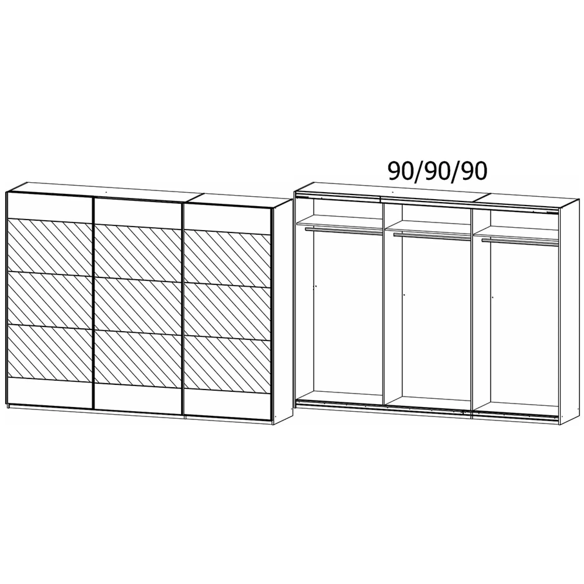 Malibu 3 Door Sliding Wardrobe - Metallic Dark Grey