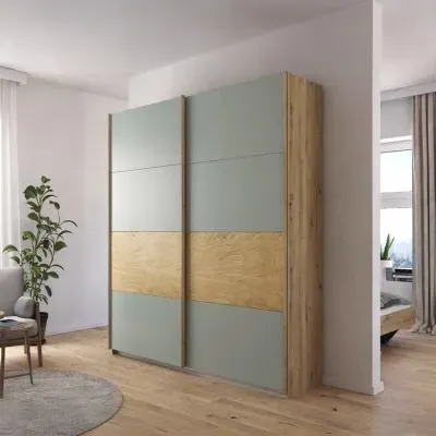 Malva 181cm 2 Door Sliding Wardrobe - Artisan Oak and Sage image