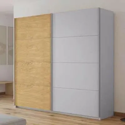 Malva 226cm 2 Door Sliding Wardrobe - Silk Grey, Oak