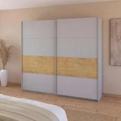 Malva 226cm 2 Door Sliding Wardrobe - Silk Grey