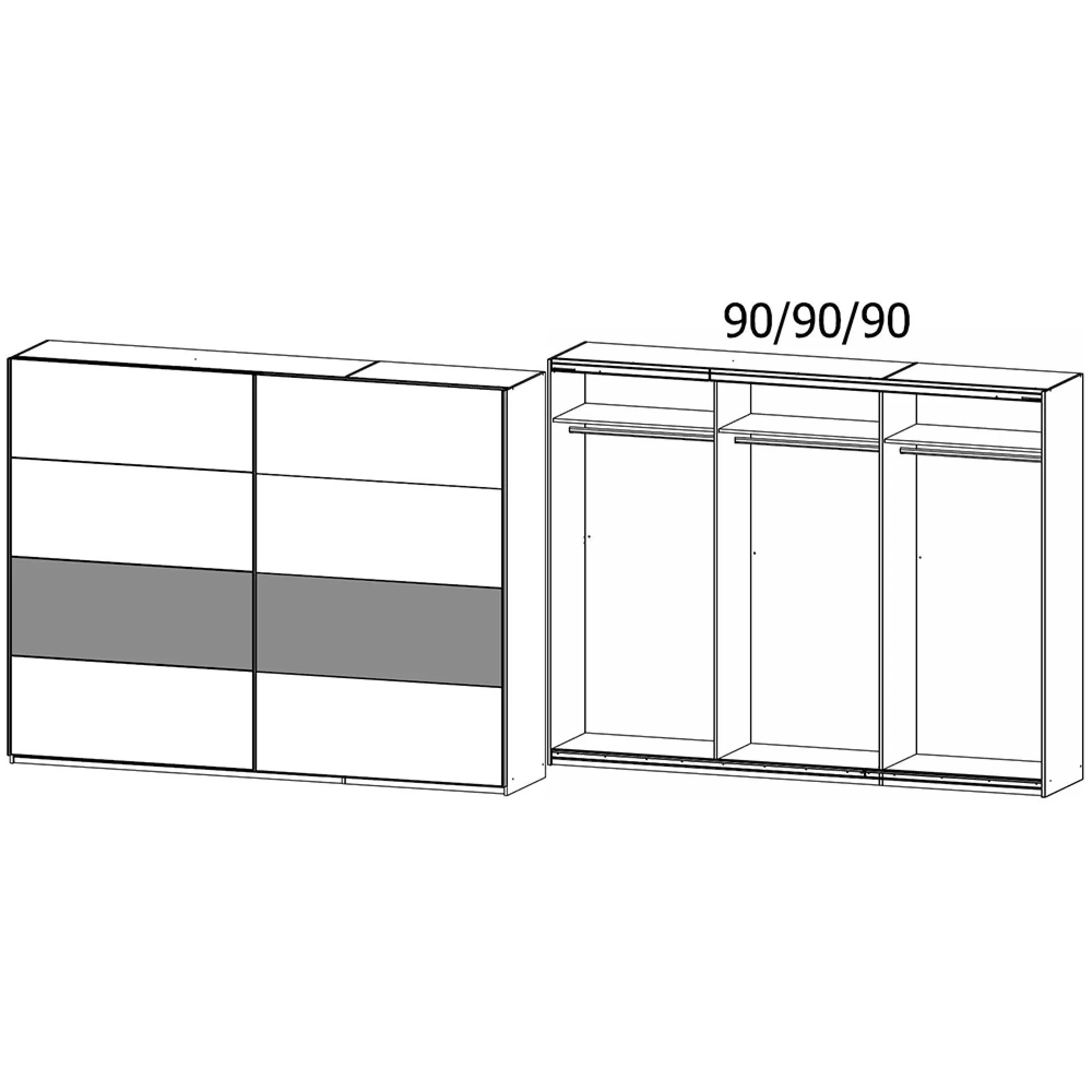 Malva 271cm 2 Door Sliding Wardrobe - Metallic Dark Grey