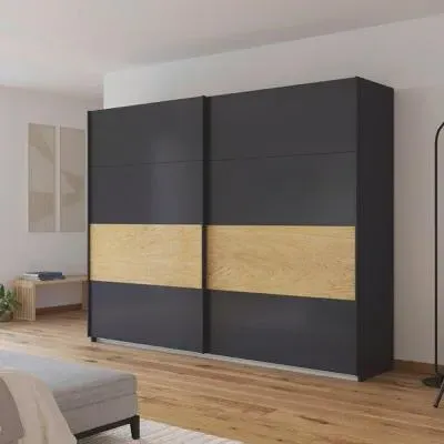 Malva 271cm 2 Door Sliding Wardrobe - Metallic Dark Grey
