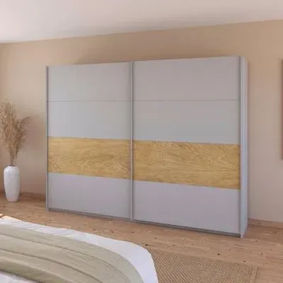 Malva 271cm 2 Door Sliding Wardrobe - Silk Grey