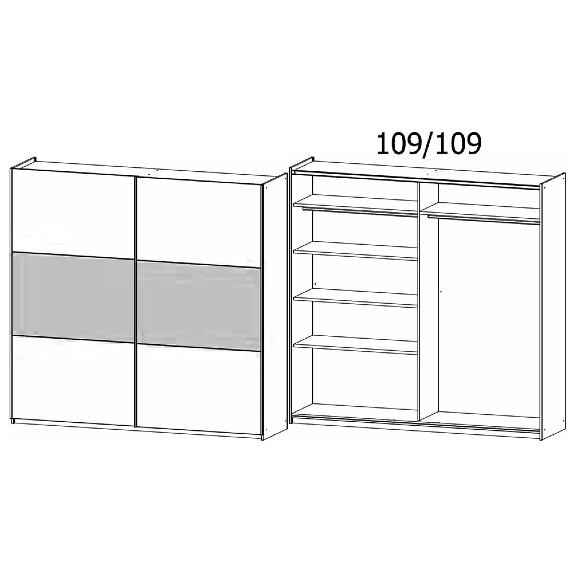 Marbella 218cm 2 Door Sliding Wardrobe with Extras - Grey