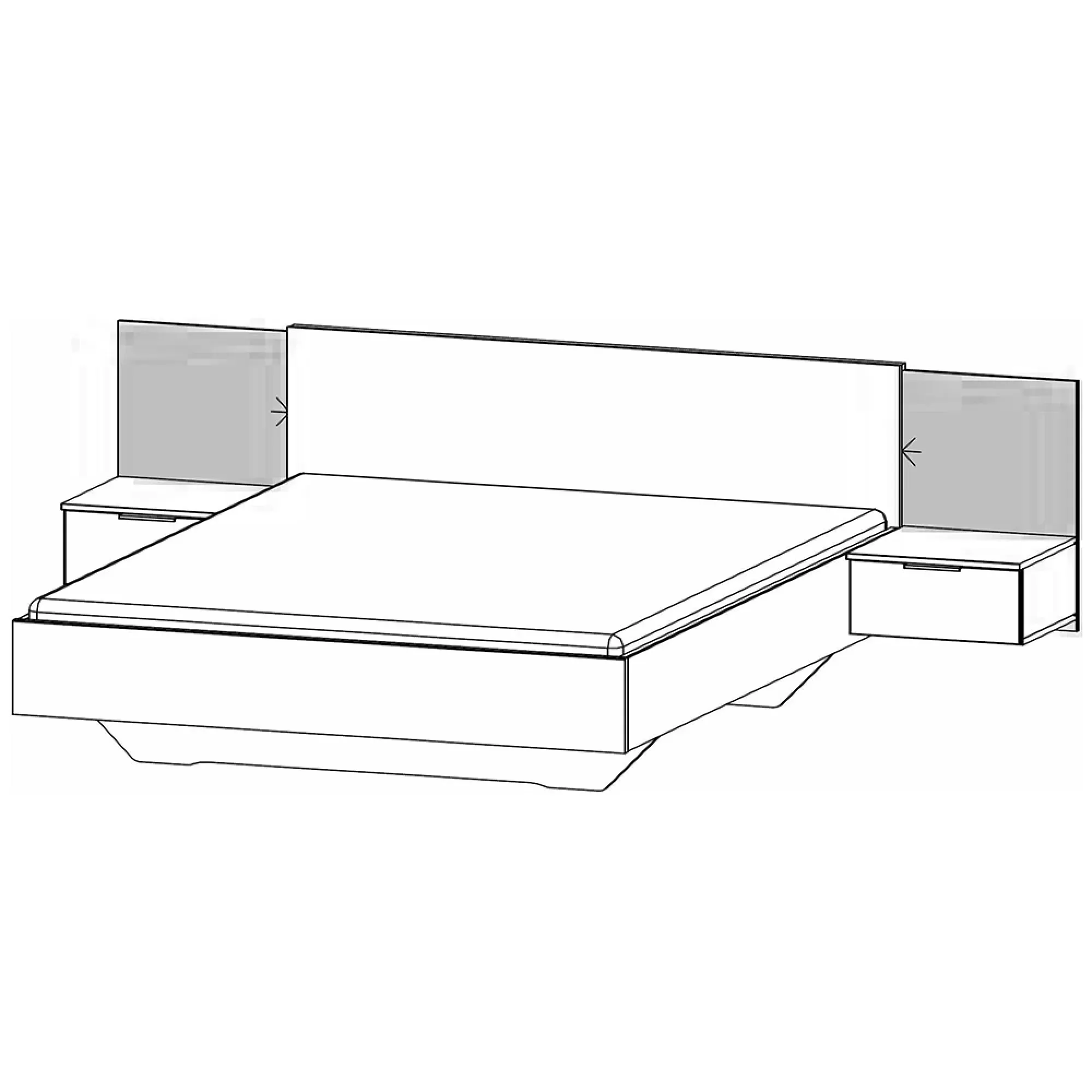 Marbella King Size Bed with 2 Hanging Bedside Tables - Champagne