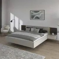 Marbella King Size Bed with 2 Hanging Bedside Tables - Champagne