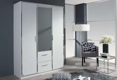 Marl 3 Door Combi Wardrobe with Mirrors - Alpine White image