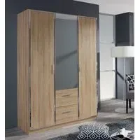Marl 3 Door Combi Wardrobe with Mirrors - Sonoma Oak