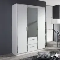 Marl 4-Door Combi Wardrobe with Mirrors - Grey