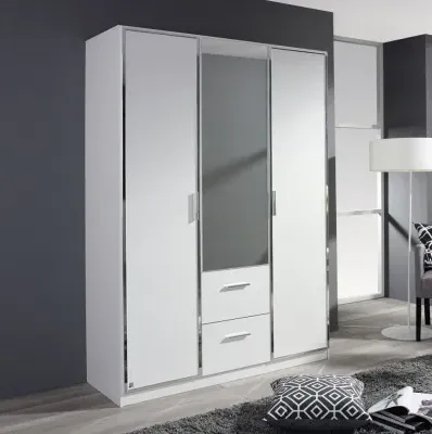 Marl 4-Door Combi Wardrobe with Mirrors - Grey image