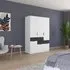 Mats 4 Door Wardrobe with Drawer - Alpine White, Metallic Dark Grey