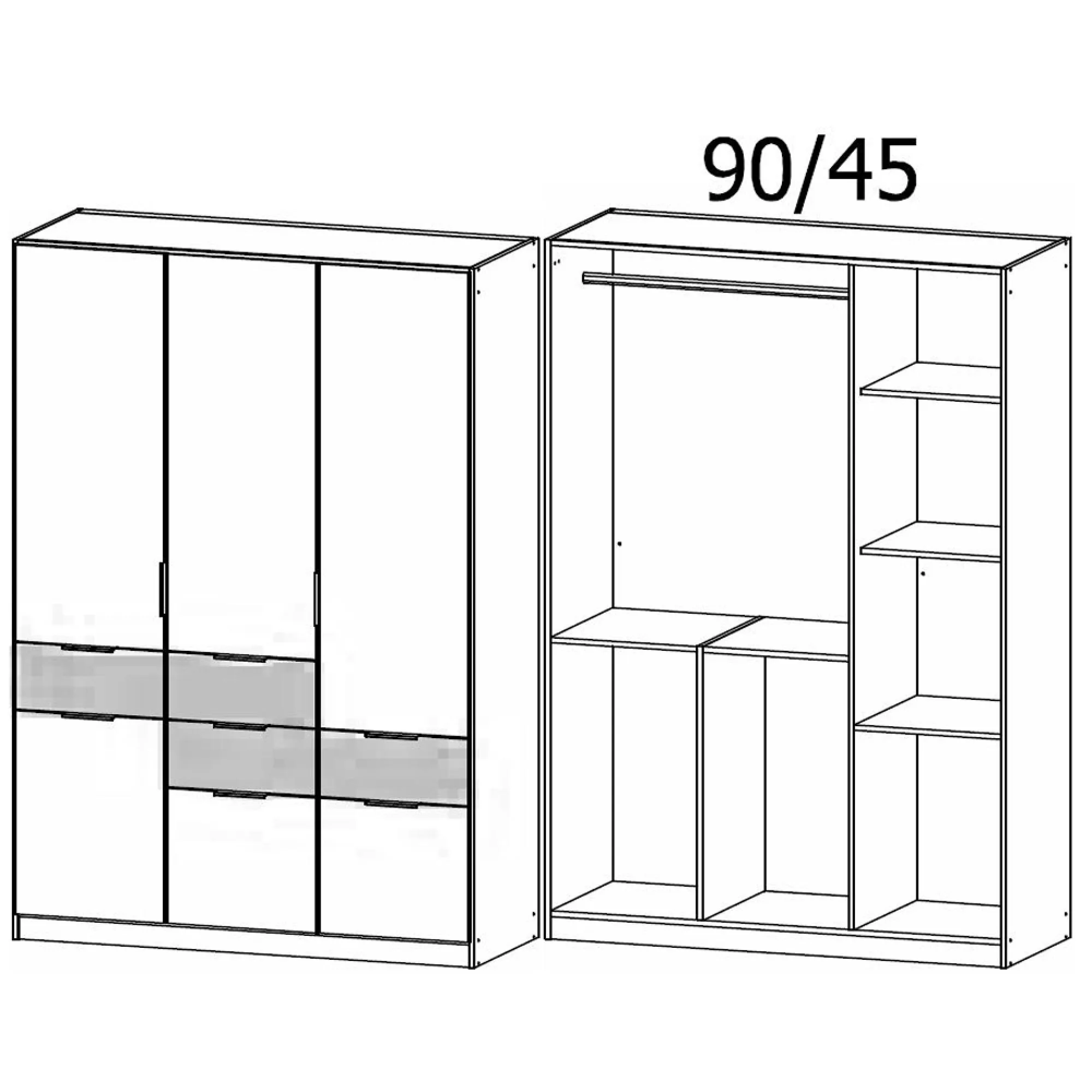 Mats 4 Door Wardrobe with Drawer - Champagne, Atlantic Dark Oak