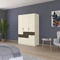 Mats 4 Door Wardrobe with Drawer - Champagne, Atlantic Dark Oak