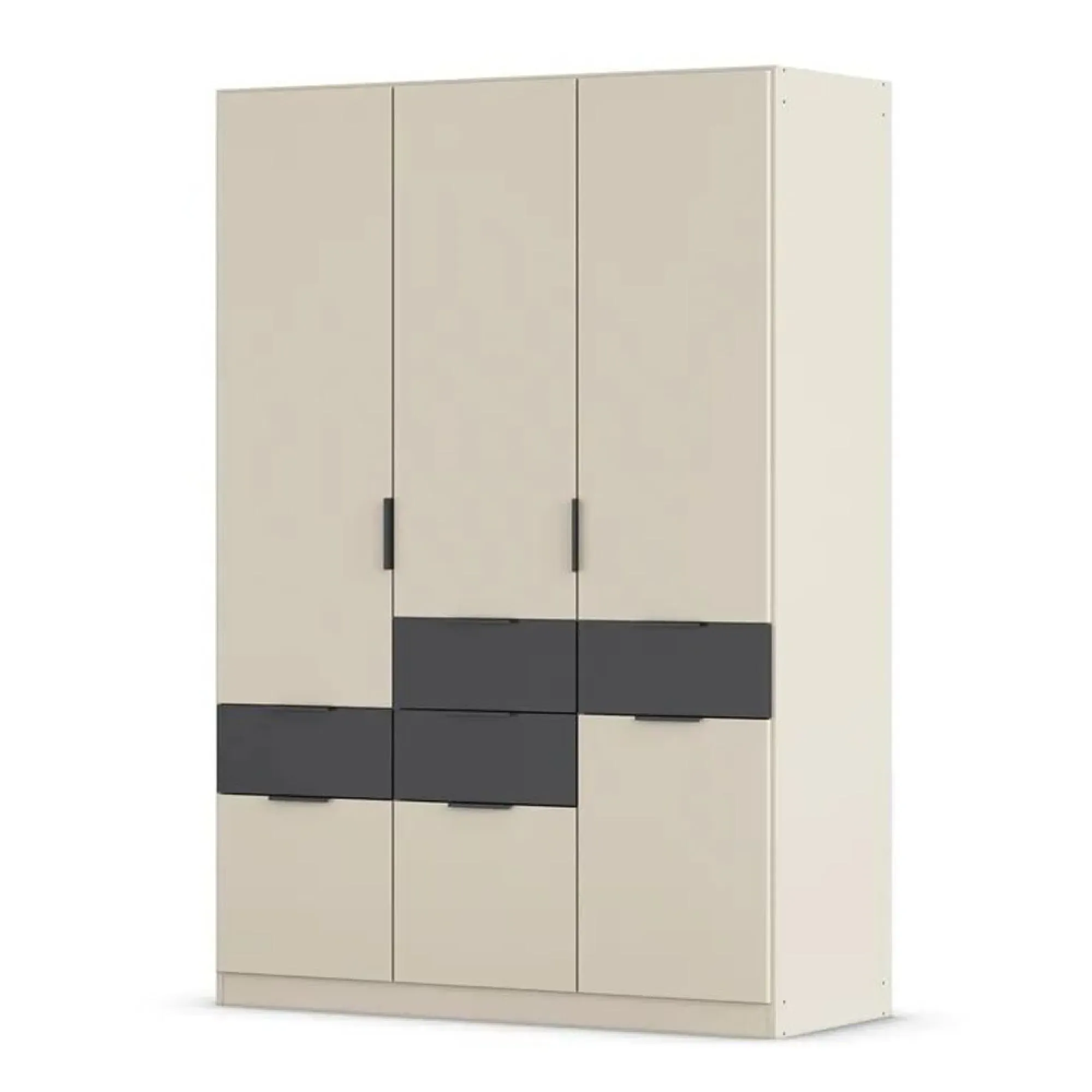 Mats 4 Door Wardrobe with Drawer - Champagne, Metallic Dark Grey
