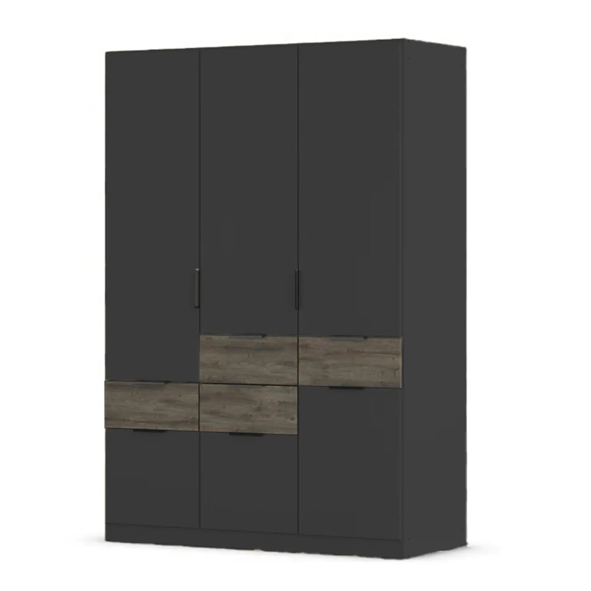 Mats 4 Door Wardrobe with Drawer - Grey, Oak