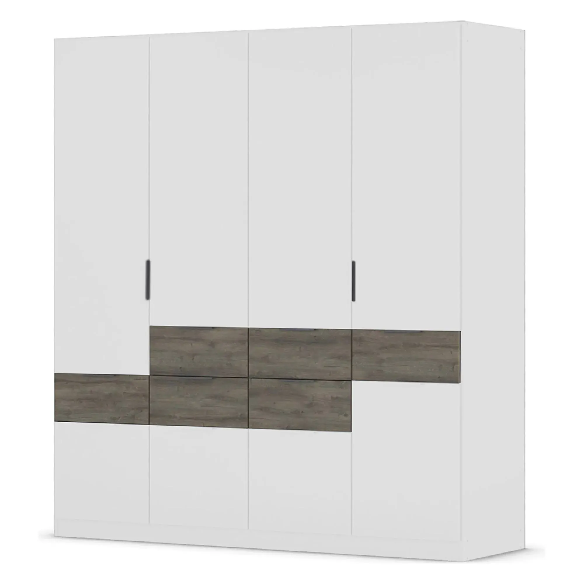 Mats 5 Door Wardrobe with Drawer - Alpine White, Atlantic Dark Oak