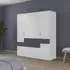 Mats 5 Door Wardrobe with Drawer - Alpine White, Metallic Dark Grey