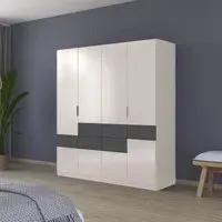 Mats 5 Door Wardrobe with Drawer - Champagne, Grey