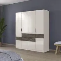 Mats 5 Door Wardrobe with Drawer - Champagne, Oak