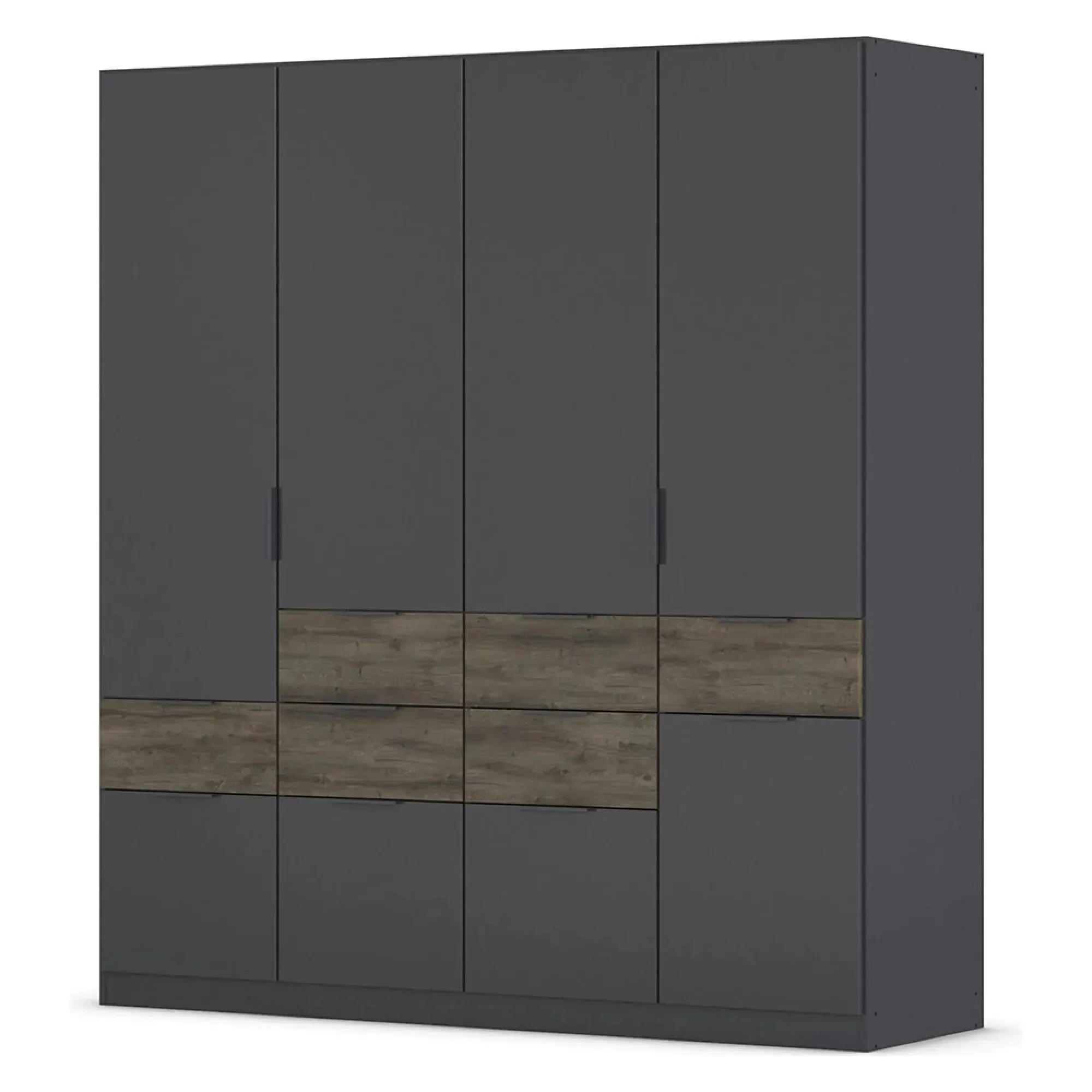 Mats 5 Door Wardrobe with Drawer - Grey, Oak