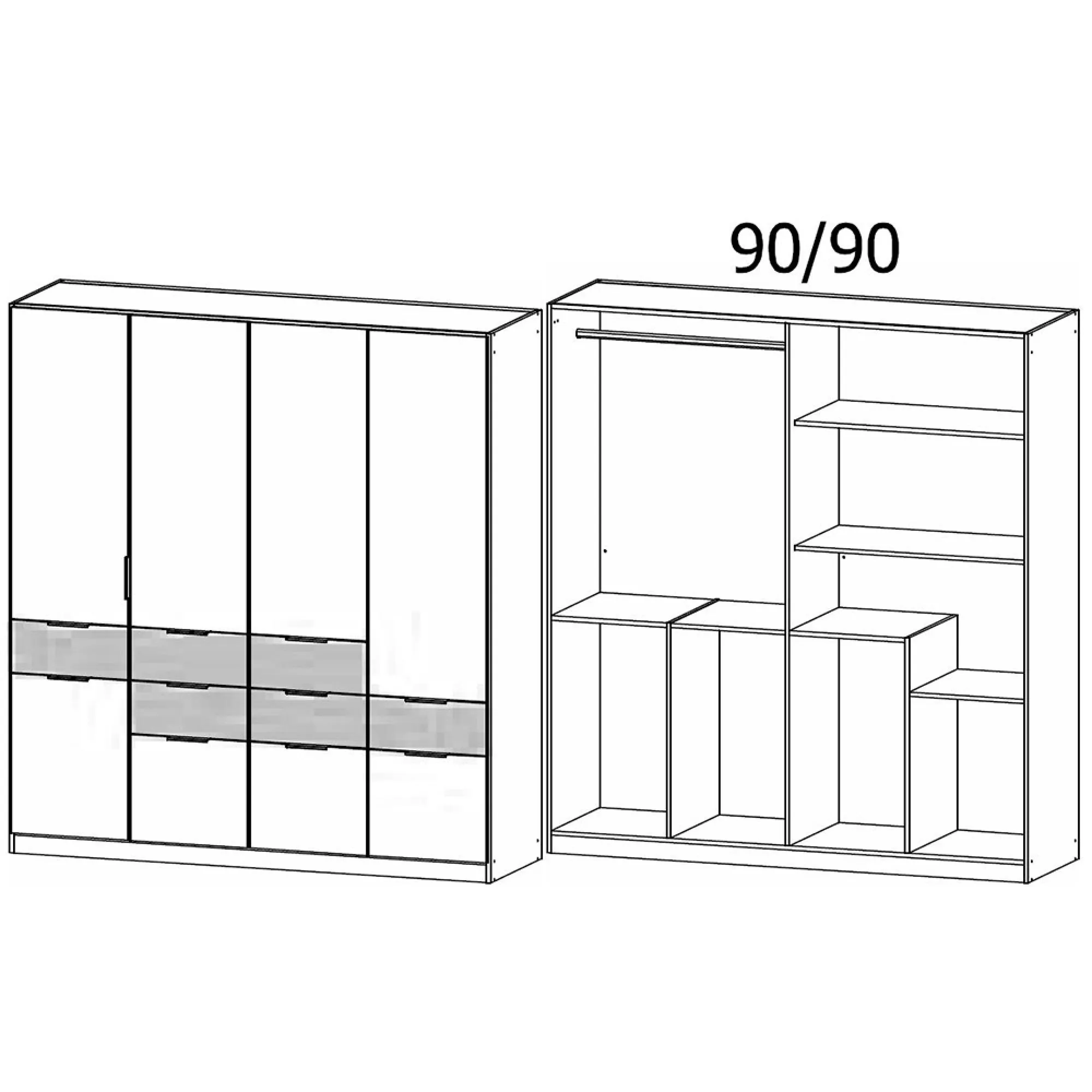 Mats 5 Door Wardrobe with Drawer - Grey, Oak