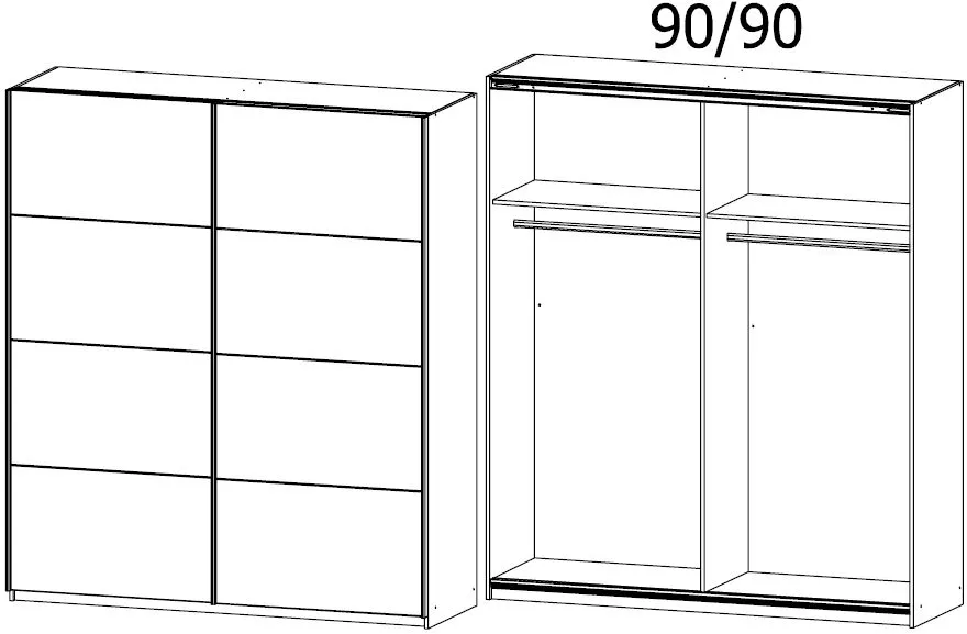 Memphis 181cm 2 Door Sliding Wardrobe - Silk Grey, White