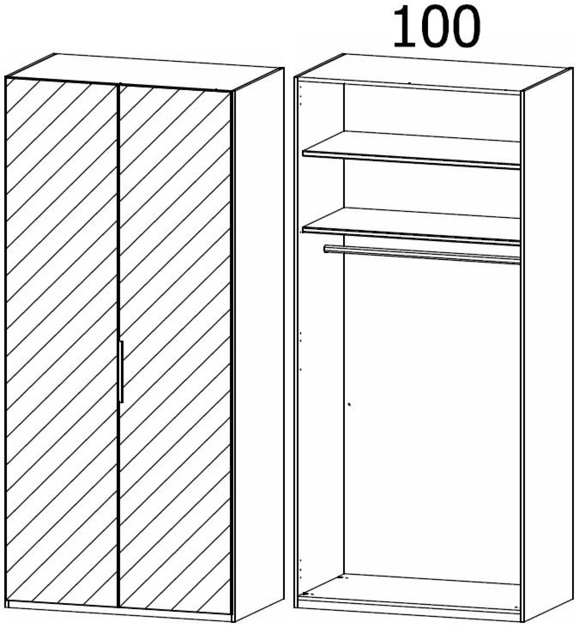 Miramar 2 Door Full Mirrored Sliding Wardrobe - Graphite