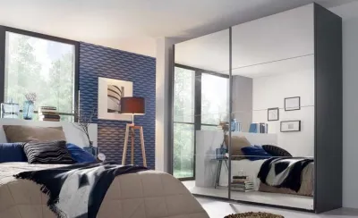 Miramar 2 Door Full Mirrored Sliding Wardrobe - Graphite