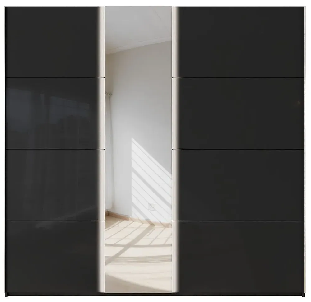 Miramar 2 Door Sliding Wardrobe - Black, Glass