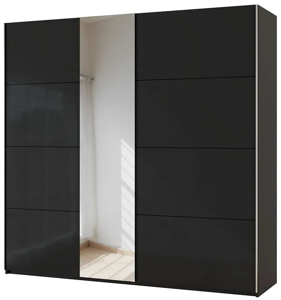 Miramar 2 Door Sliding Wardrobe - Black, Glass