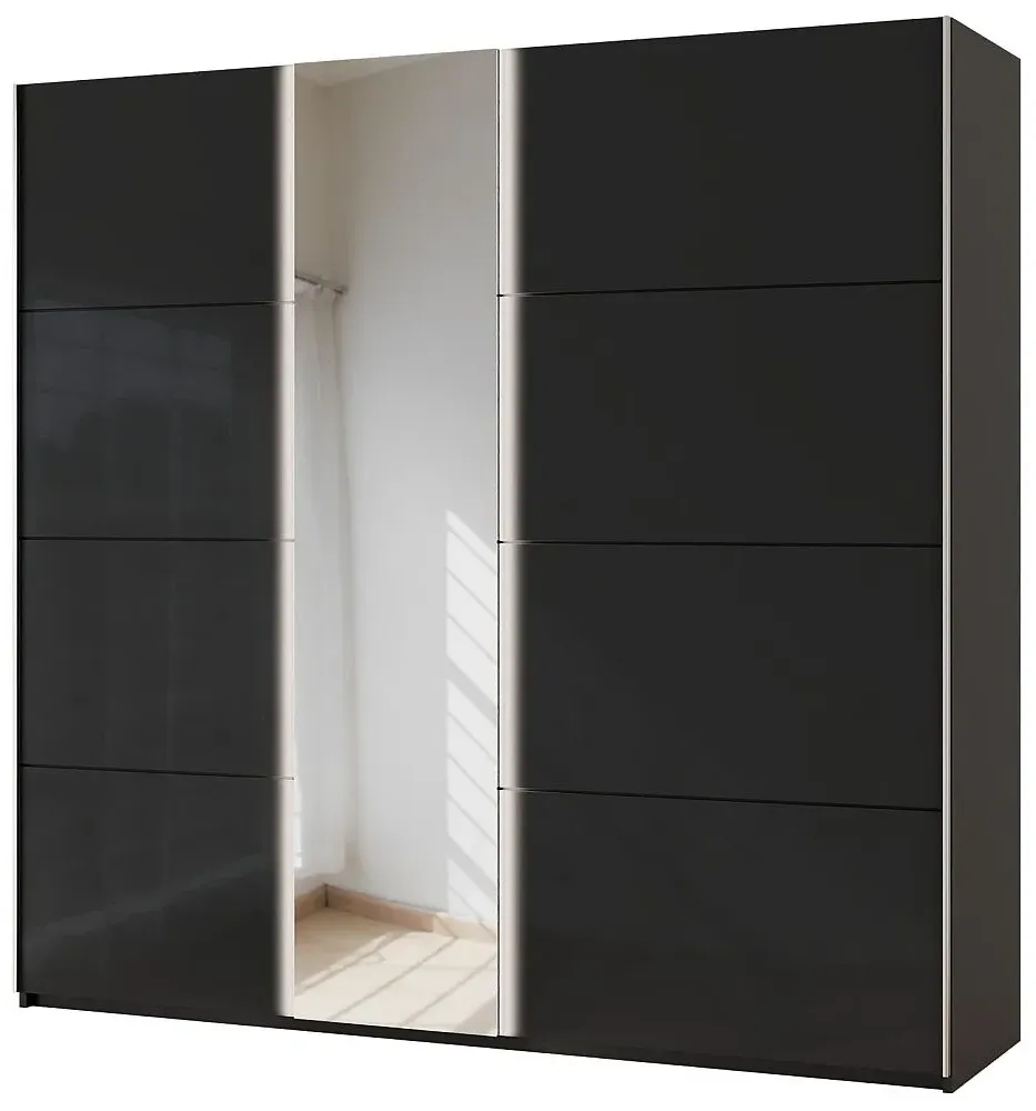 Miramar 2 Door Sliding Wardrobe - Black, Glass