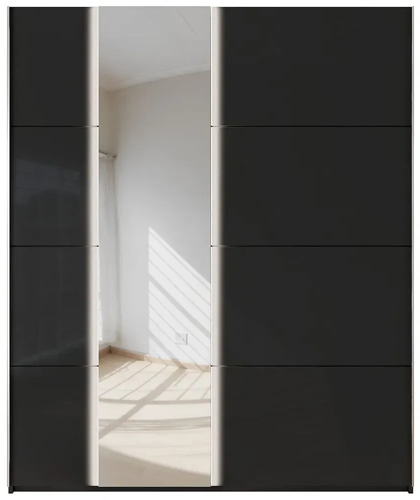 Miramar 2 Door Sliding Wardrobe - Black, Glass