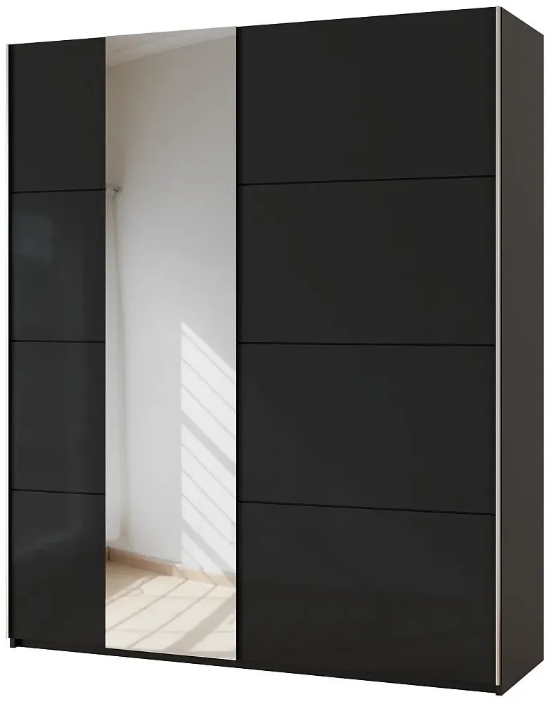 Miramar 2 Door Sliding Wardrobe - Black, Glass