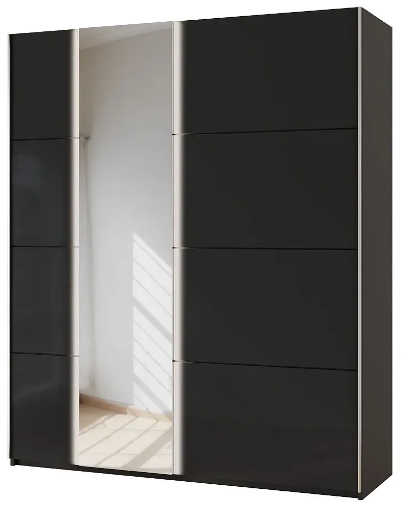 Miramar 2 Door Sliding Wardrobe - Black, Glass
