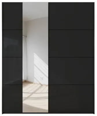 Miramar 2 Door Sliding Wardrobe - Black, Glass