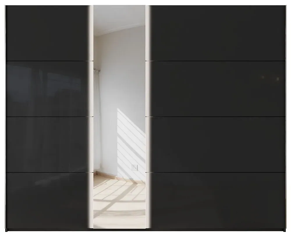 Miramar 2 Door Sliding Wardrobe - Black, Glass