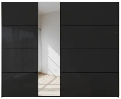 Miramar 2 Door Sliding Wardrobe - Black, Glass