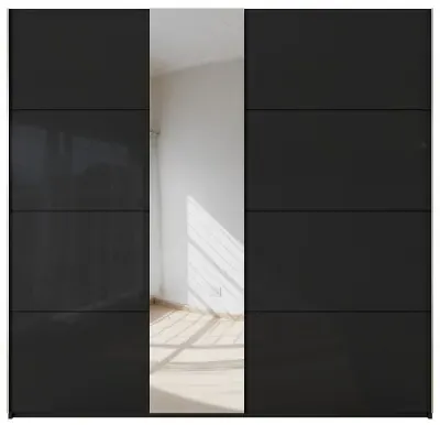 Miramar 2 Door Sliding Wardrobe - Black, Glass