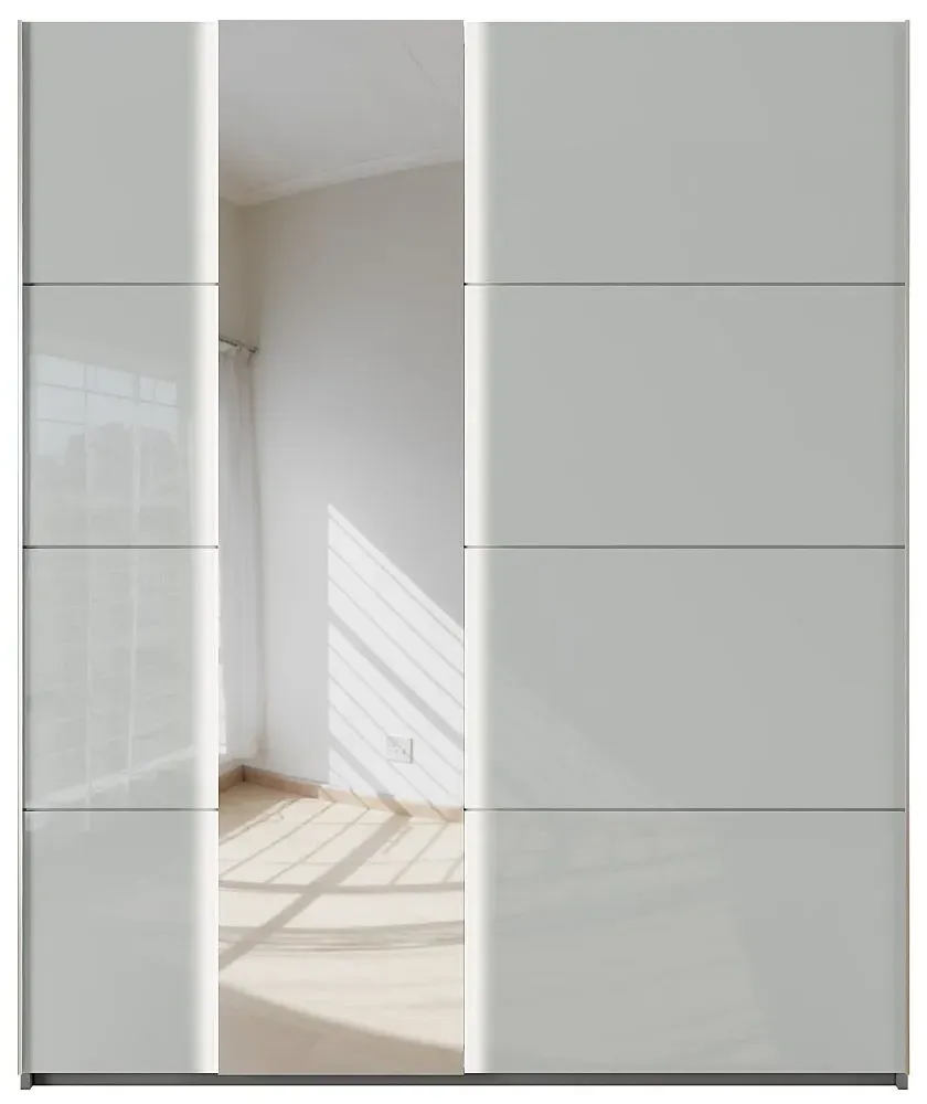 Miramar 2 Door Sliding Wardrobe - Silk Grey, Glass
