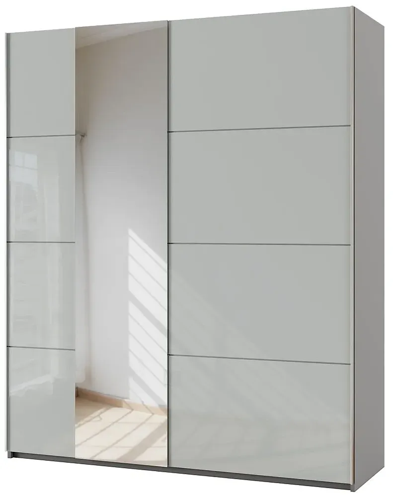 Miramar 2 Door Sliding Wardrobe - Silk Grey, Glass