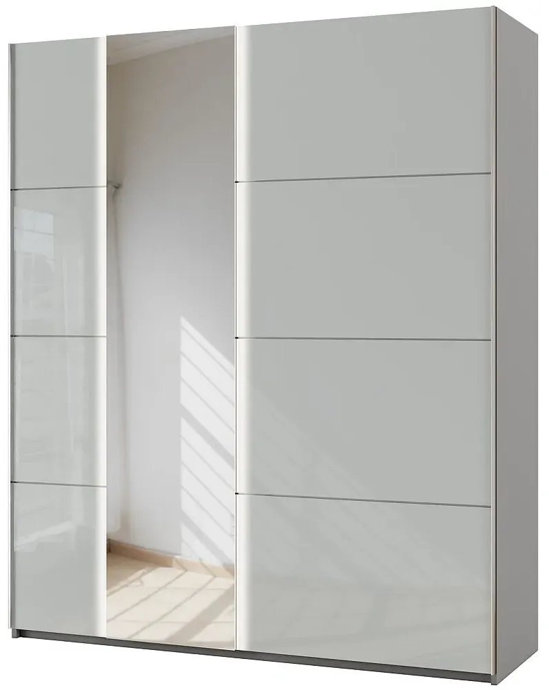 Miramar 2 Door Sliding Wardrobe - Silk Grey, Glass