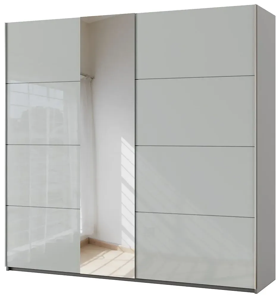 Miramar 2 Door Sliding Wardrobe - Silk Grey, Glass