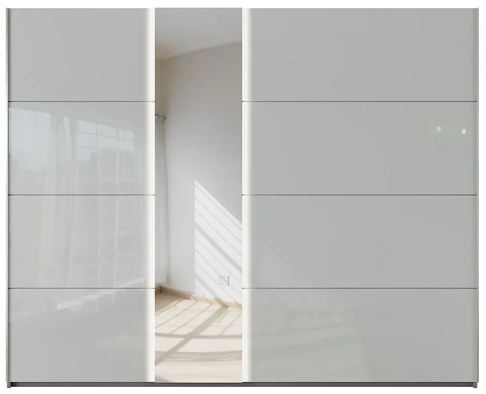 Miramar 2 Door Sliding Wardrobe - Silk Grey, Glass