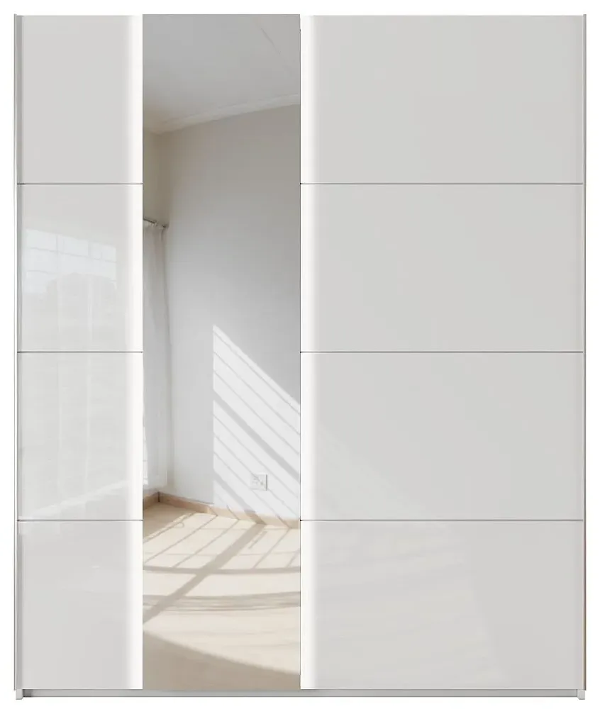 Miramar 2 Door Sliding Wardrobe - White, Glass
