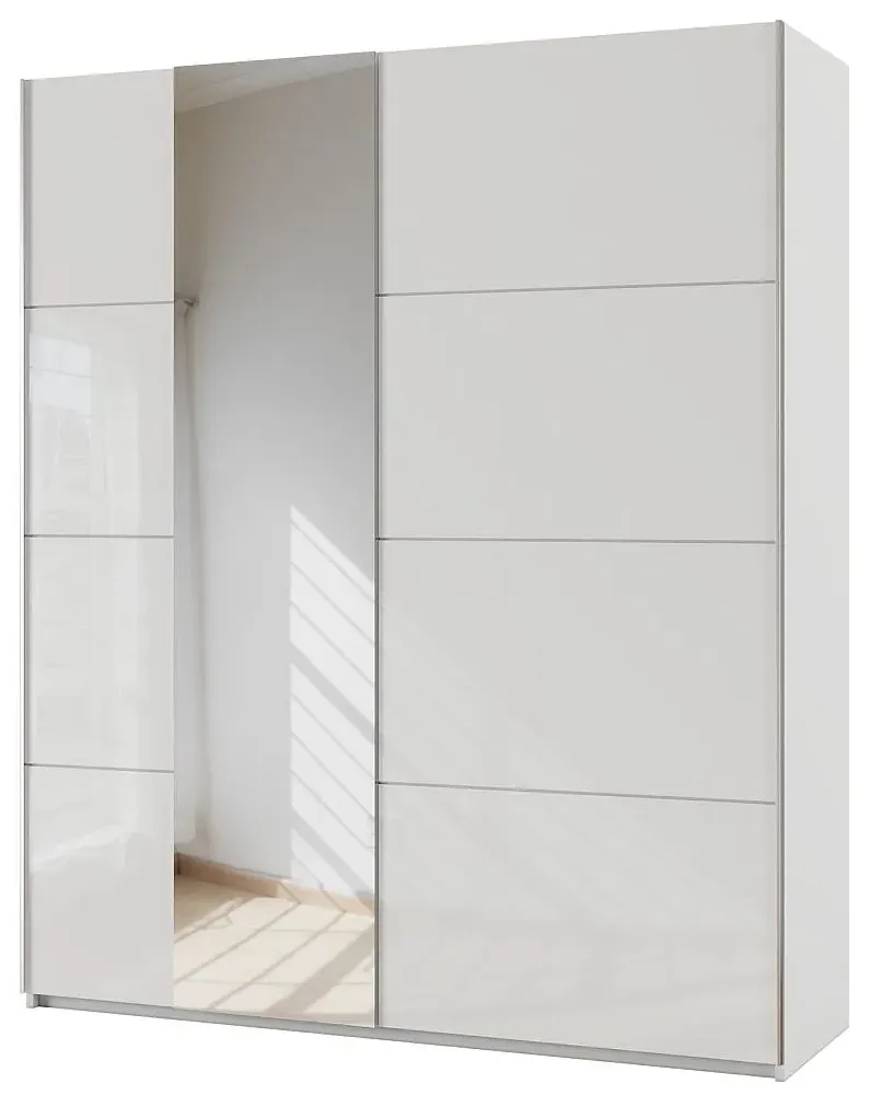 Miramar 2 Door Sliding Wardrobe - White, Glass